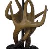 26" Natural And Brown Antlers Table Lamp With White Shade