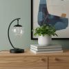 14" Matte Black Metal Arched Hanging Orb USB Table Lamp