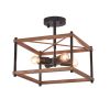 Brown And Black Lantern Four Light Metal Chandelier