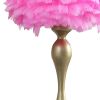 24" Glam Hot Pink Feather and Gold Table Lamp