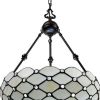 Black And White Unique Statement Three Light Glass Dimmable Chandelier With Black And White Shades