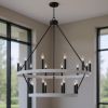 Black And White Candle Style Multi Light Metal Dimmable Chandelier