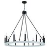 Black And White Candle Style Twelve Light Metal Dimmable Chandelier