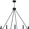 Black And White Candle Style Twelve Light Metal Dimmable Chandelier