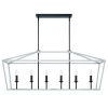 Black And White Candle Style Six Light Metal Dimmable Chandelier