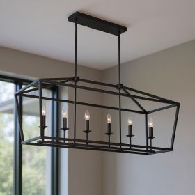 Bronze Candle Style Six Light Metal Dimmable Chandelier