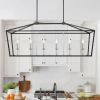 Black Candle Style Six Light Metal Dimmable Chandelier