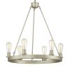 Silver Candle Style Six Light Metal Dimmable Chandelier