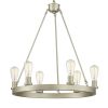 Silver Candle Style Six Light Metal Dimmable Chandelier