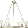 Silver Candle Style Six Light Metal Dimmable Chandelier