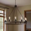 Brown And Black Candle Style Twelve Light Metal Dimmable Chandelier