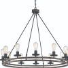 Brown And Black Candle Style Twelve Light Metal Dimmable Chandelier