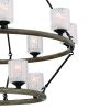 Black Candle Style Twelve Light Metal Dimmable Chandelier With White Shades