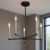 Black And Gold Candle Style Five Light Metal Dimmable Chandelier