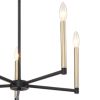 Black And Gold Candle Style Five Light Metal Dimmable Chandelier