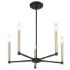 Black And Gold Candle Style Five Light Metal Dimmable Chandelier