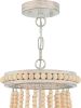 Natural And White Candle Style Three Light Metal Dimmable Chandelier