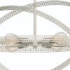 Silver Kitchen Island Six Light Metal Dimmable Chandelier
