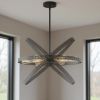 Black And Gold Kitchen Island Six Light Metal Dimmable Chandelier
