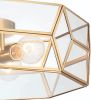 Brass Unique Statement Four Light Metal Dimmable Flush Chandelier With Clear Shades