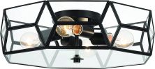 Black Unique Statement Four Light Metal Dimmable Flush Chandelier With Clear Shades