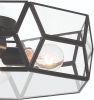 Black Unique Statement Four Light Metal Dimmable Flush Chandelier With Clear Shades