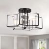 Black Unique Statement Two Light Metal Dimmable Flush Chandelier With Clear Shades