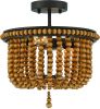 Brown And Black Unique Statement Two Light Metal Dimmable Flush Chandelier