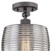 Black Shaded Metal Dimmable Flush Chandelier With Clear Shades
