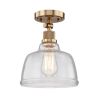 Gold Shaded Metal Dimmable Flush Chandelier With Clear Shades