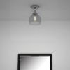 Nickel Shaded Metal Dimmable Flush Chandelier With Clear Shades