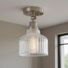 Nickel Shaded Metal Dimmable Flush Chandelier With Clear Shades