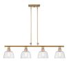 Gold Kitchen Island Four Light Metal and Seeded Glass Dimmable Chandelier With Clear Shades