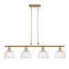 Gold Kitchen Island Four Light Metal and Seeded Glass Dimmable Chandelier With Clear Shades