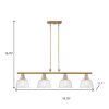 Gold Kitchen Island Four Light Metal and Seeded Glass Dimmable Chandelier With Clear Shades