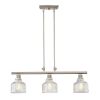 Nickel Kitchen Island Three Light Metal and Transparent Glass Dimmable Chandelier With Clear Shades