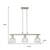 Nickel Kitchen Island Three Light Metal and Transparent Glass Dimmable Chandelier With Clear Shades