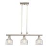 Nickel Kitchen Island Three Light Metal and Transparent Glass Dimmable Chandelier With Clear Shades