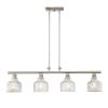 Nickel Kitchen Island Four Light Metal and Transparent Glass Dimmable Chandelier With Clear Shades