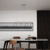 Nickel Kitchen Island Four Light Metal and Transparent Glass Dimmable Chandelier With Clear Shades