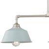 Nickel Kitchen Island Three Light Metal Dimmable Chandelier With Light Blue Shades