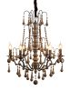 Brown Candle Style Six Light Wood Chandelier