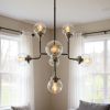Silver Sputnik Eight Light Metal Chandelier With Clear Shades