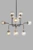 Black And White Sputnik Eight Light Metal Chandelier With Clear Shades
