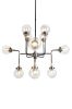 Black And White Sputnik Eight Light Metal Chandelier With Clear Shades