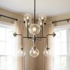 Black And White Sputnik Eight Light Metal Chandelier With Clear Shades