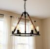 Brown And Black Unique Statement Six Light Metal Chandelier