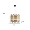 Amber Unique Statement Five Light Metal and Beveled Glass Chandelier With Amber Shades