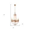 Gold And White Candle Style Six Light Metal and Frosted Glass Chandelier