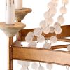 Gold And White Candle Style Six Light Metal and Frosted Glass Chandelier